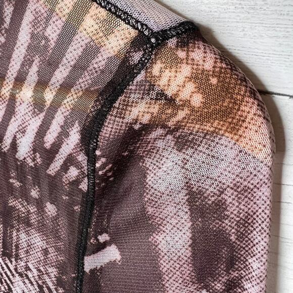 Silence + Noise Top Womens Size S-P Janice Sheer Mesh Button Down Expose Seams - Picture 12 of 16